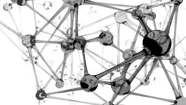 zökkenőmentes hurok háttér animáció egy üveg neuron szerű szerkezet képviselő biológiai hálózati kommunikációs rendszer vagy kémiai szerkezet csomópontok és szinapszisok - Felvétel, videó