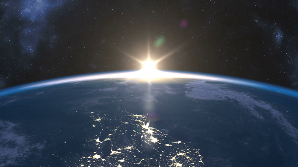 Langsamer Sonnenaufgang über der Erde - Filmmaterial, Video