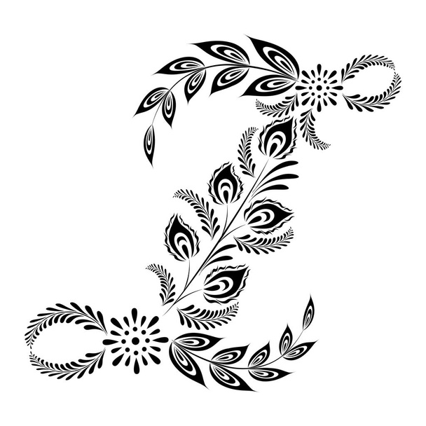 Floral uppercase letter Z monogram - Вектор,изображение