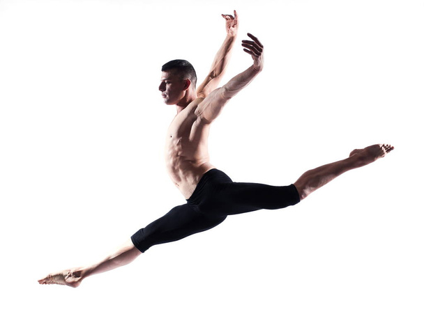 Man portrait gymnastic  leap - Foto, afbeelding