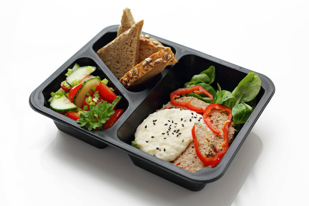 Catering. Appetizing lunch boxes. Food delivered to your doorstep.Meal prep containers. Box diet. Appetizing lunch boxes.  - Photo, Image
