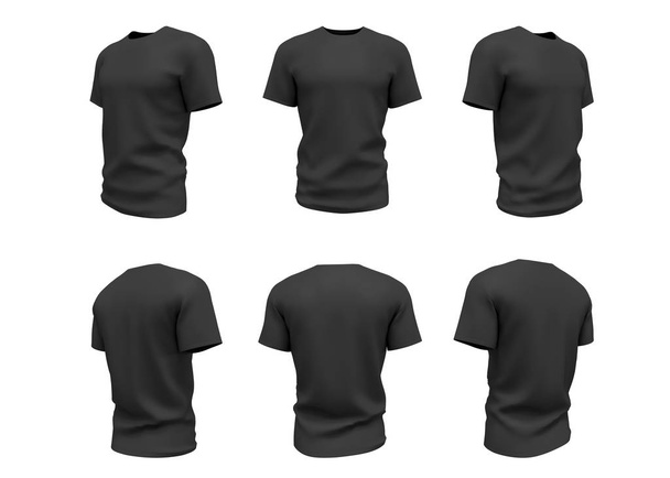 modello di t-shirt nera isolato su sfondo bianco. - Foto, immagini