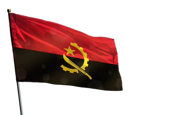 Fluttering Angola flag on clear white background isolated.  - Photo, Image