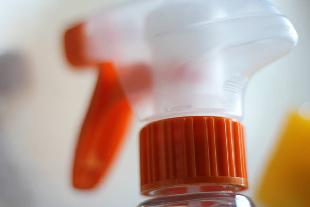 Macro of spray bottle liquid cleaner. - Photo, image