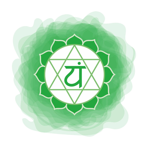 Anahata icon. The fourth heart chakra. Vector green smoky circle - Вектор, зображення