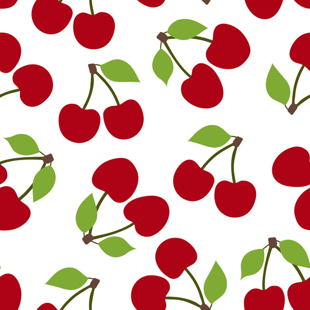 Cherry seamless pattern. Red berry. Fashion design. Food print f - Vector, imagen