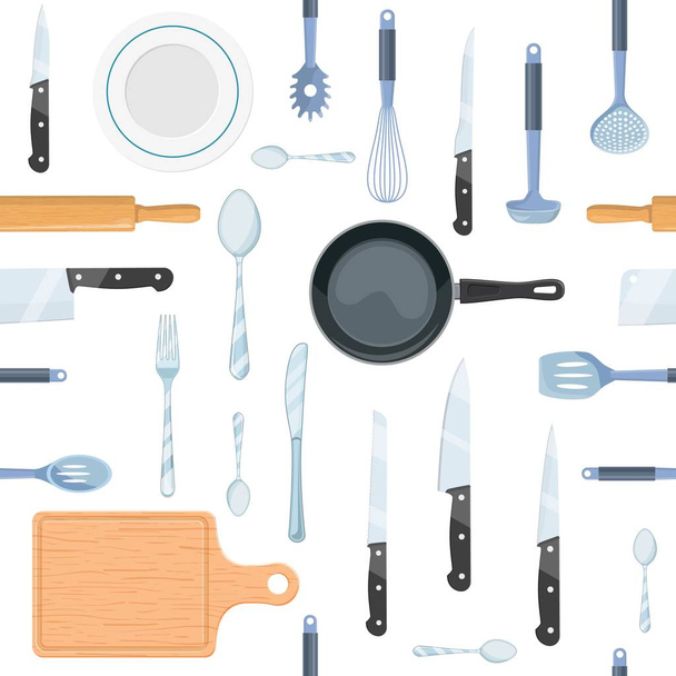 Χωρίς ραφή πρότυπο εργαλεία κουζίνας - Διάνυσμα, εικόνα