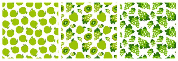 Πράσινο φρούτα αδιάλειπτη μοτίβο που. Σχεδιασμός μόδας. Μήλο, σταφύλια  - Διάνυσμα, εικόνα