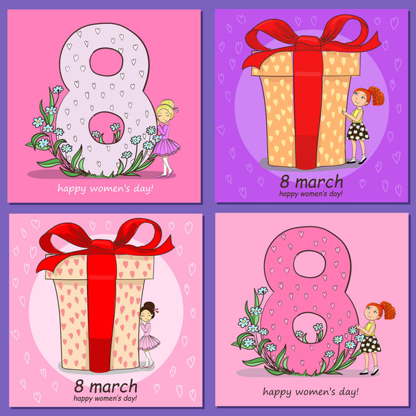 Set of square card happy valentine s day - Vector, Imagen