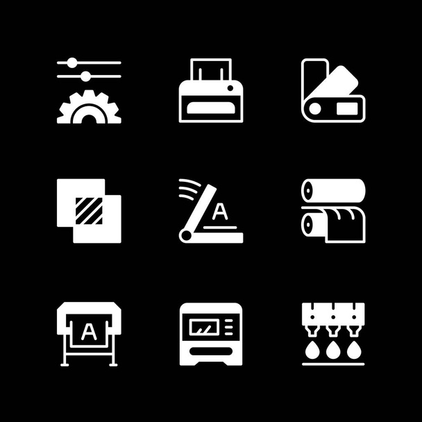 Set glyph icons of print - Vector, Image