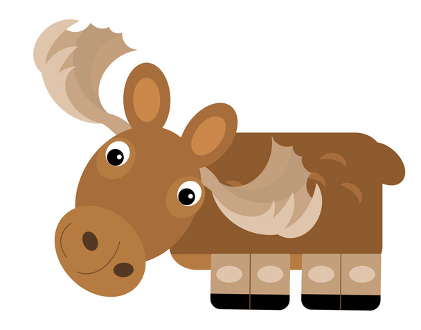 cartoon scene with moose elk on the white background illustratio - Fotografie, Obrázek