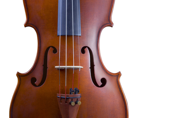 schöne Form Holz Vintage Geige mit Leerraum für Text, isoliert auf weißem Hintergrund - Foto, Bild