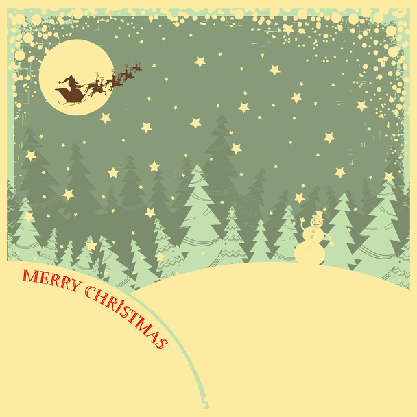 ビンテージ クリスマス背景に夜間景観上のテキスト - ベクター画像