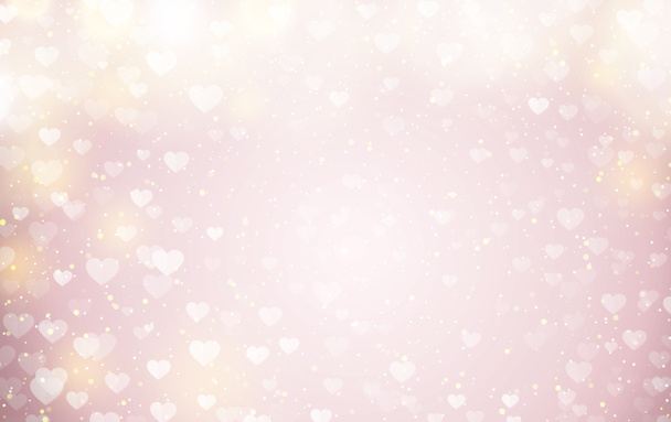 Ilustración rosa abstracta de corazones transparentes. Gran brillo brillante fondo bokeh, pancarta, cartel de cumpleaños, Día de San Valentín o Día de la Mujer. Vista superior, espacio para copiar la tarjeta de felicitación, invitación
 - Foto, Imagen