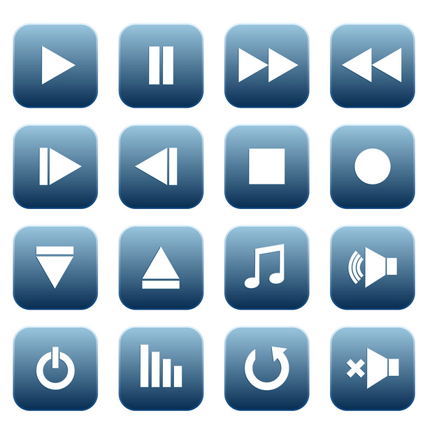 Media player icons set - Vetor, Imagem
