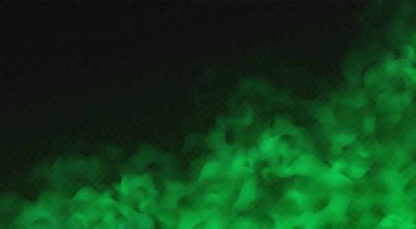 Green fog, bad smell or toxic smoke cloud isolated on transparent background. - Vector, Image