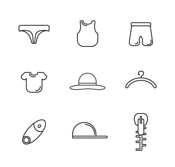 conjunto de iconos de vestido con ropa e iconos de vectores accesorios
 - Vector, Imagen