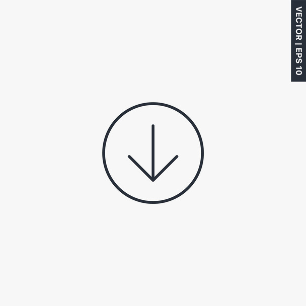Стрілка вниз, знак лінійного стилю для мобільної концепції та веб-дизайну
 - Вектор, зображення