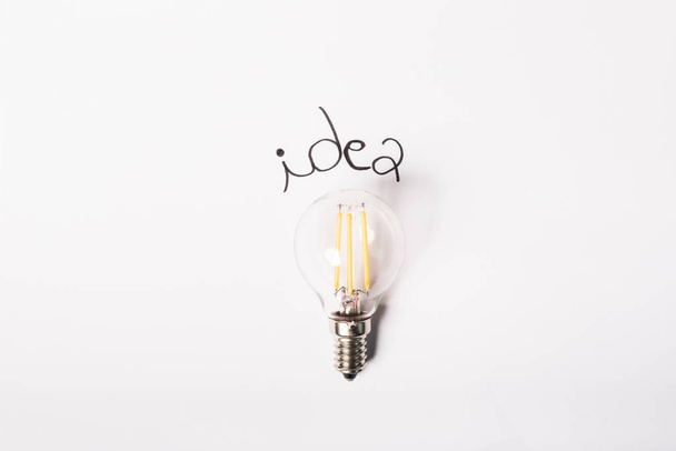 idea written with a bulb - 写真・画像