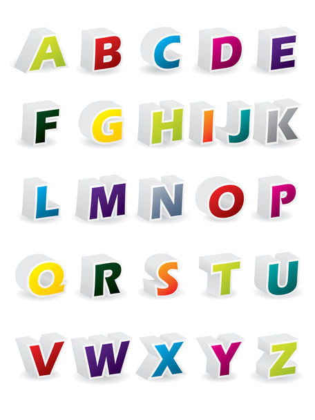 Colored 3d alphabet - Vector, Image