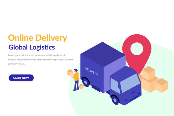Online Cargo Tracking Delivery Application Konzept für Web Landing Page Template, Banner, Flyer, Karte und Präsentation - Vektor, Bild