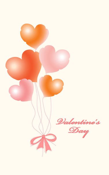 Unusual bouquet of hearts in the shape of balloons. Romantic Valentine's Day greeting card - Вектор, зображення