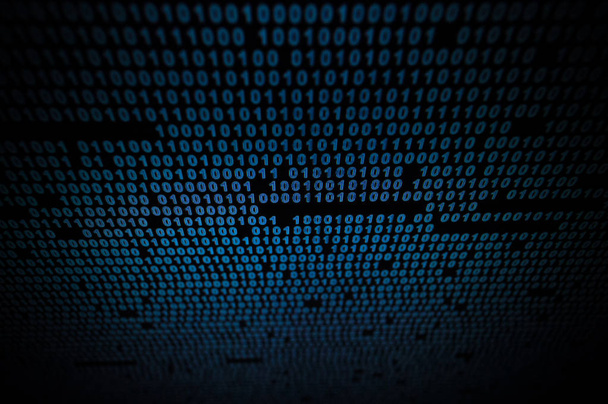 Ψηφιακό μέλλον. Οθόνη με μπλε δυαδικό κώδικα - Φωτογραφία, εικόνα