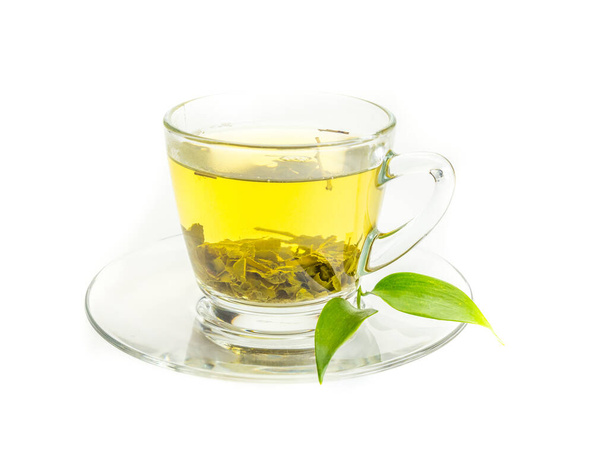 Groene thee geïsoleerde achtergrond - Foto, afbeelding