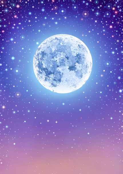 Starry Sky with Moon - Vector, Image