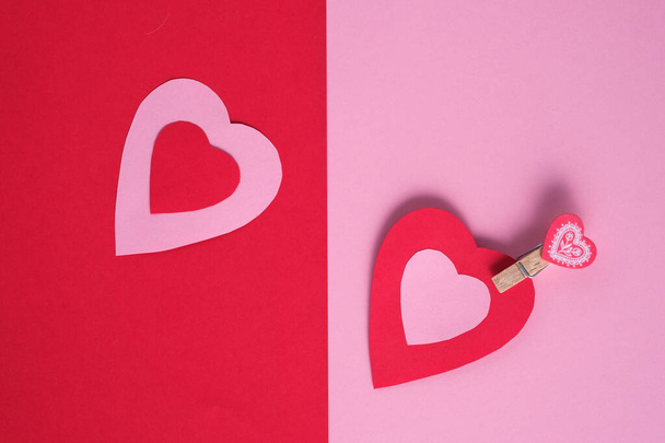 colorful valentines day paper background with heart - 写真・画像