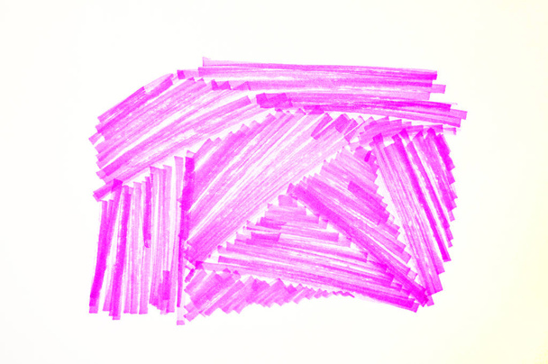 Pink strokes with marker on white background. - Photo, Image