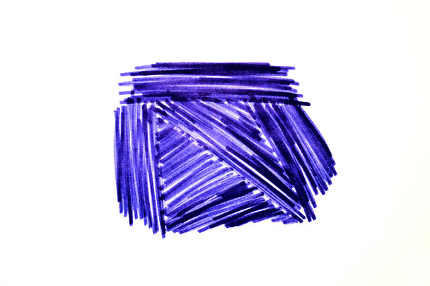 Blue strokes marker on a white background - Photo, Image