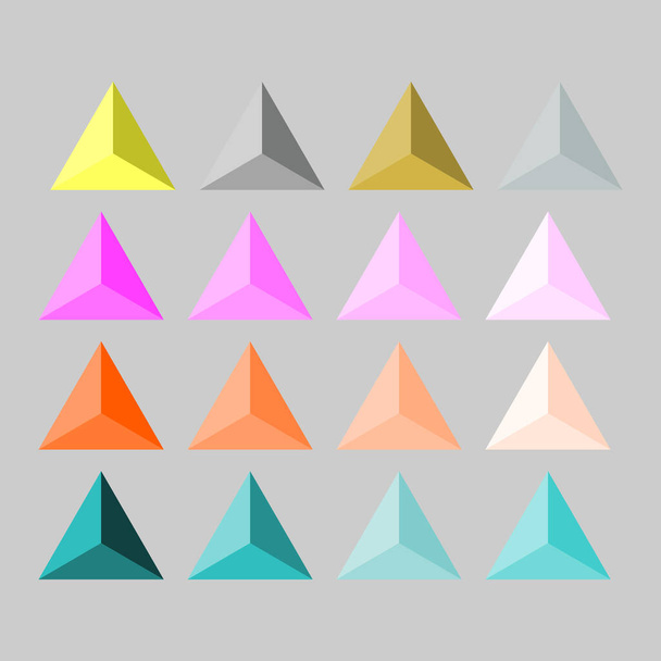 Μόδα, ένδυση και διακόσμηση: τριγωνικά πυραμιδικά στρας, αιχμές, κουμπιά χρυσό, ασήμι, ατσάλι, πράσινο, κόκκινο, μπλε - Διάνυσμα, εικόνα