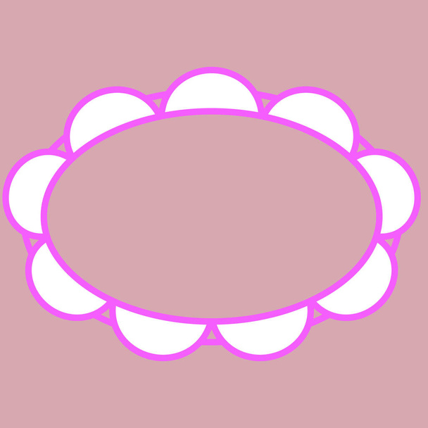 horizontaal ovaal frame met bloemblaadjes in roze en wit - Vector, afbeelding