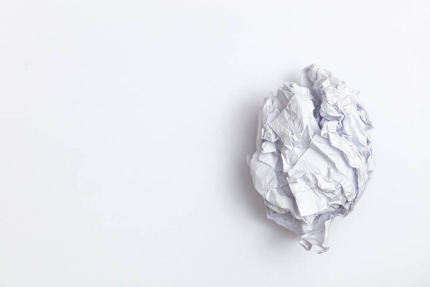 white crumpled paper on white background - Φωτογραφία, εικόνα