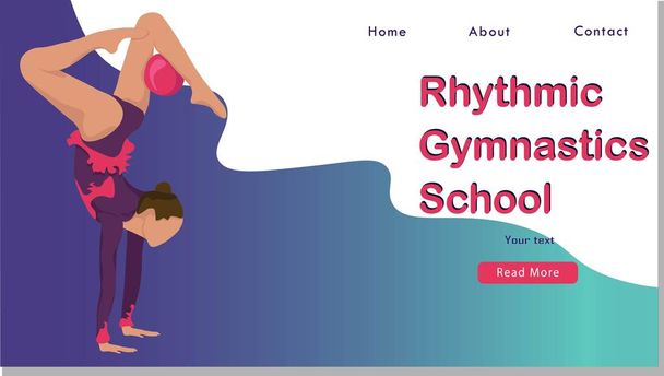 Women rhythmic gymnastics with ball Sport Life. Flat Vector Illustration, Design for Banner, Poster, Header, Advertising. Young Female Healthy Lifestyle Concept. rhythmic gymnastics landing page. - ベクター画像