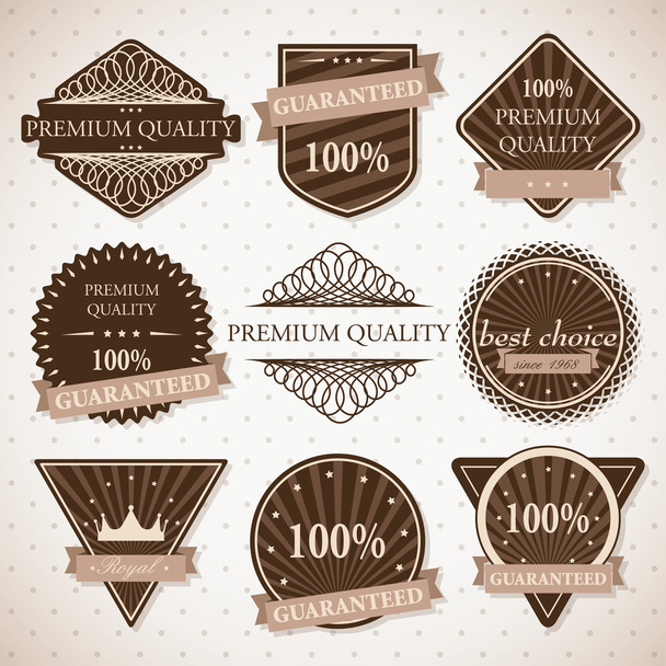 Conjunto de etiquetas de calidad premium, la mejor opción y garantizadas
 - Vector, imagen