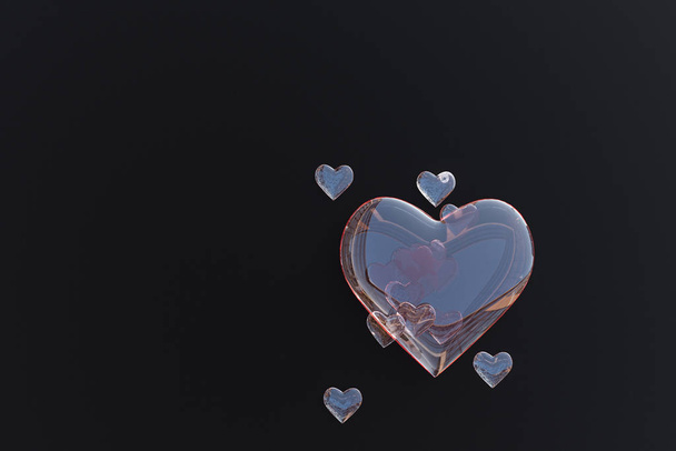 Coração de vidro emitindo corações filha
 - Foto, Imagem