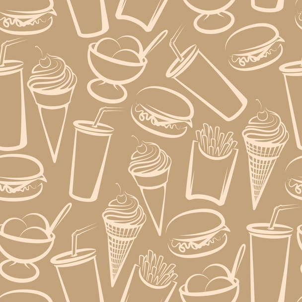 Seamless background with fast food - Vector, imagen