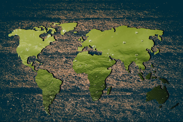 Грубо очерченная карта мира с заполнением водного фона
 - Фото, изображение