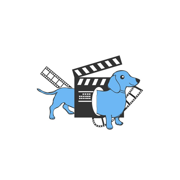 modrý pes zábavní film vzít obrazovku maskot logo a vektorové ikony - Vektor, obrázek