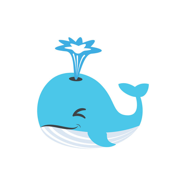 Cute Blue Whale spewing water icon for banner, general design pr - Vector, imagen