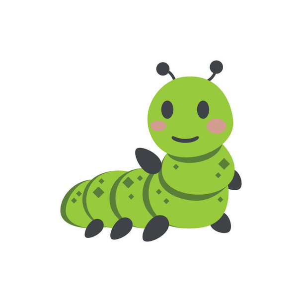 Lindo icono de gusano verde para banner, impresión de diseño general y websit
 - Vector, imagen