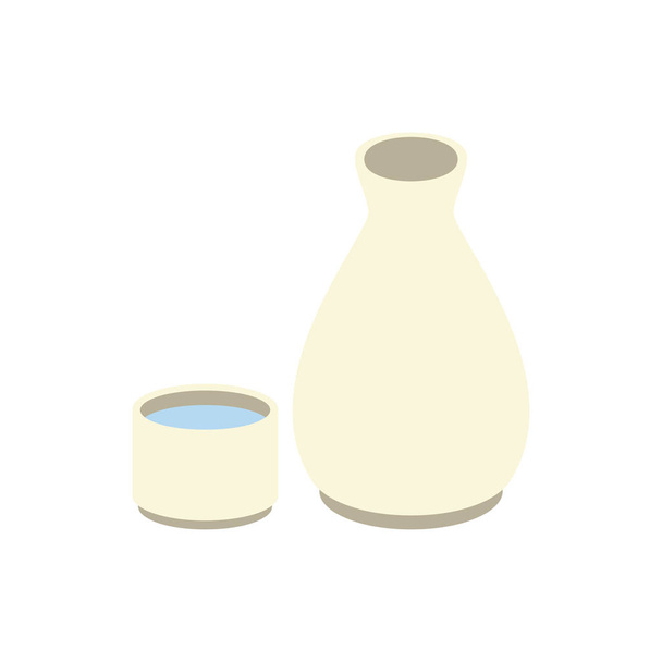 Bayrak için şirin Japon beyaz içki ikonu, genel tasarım  - Vektör, Görsel