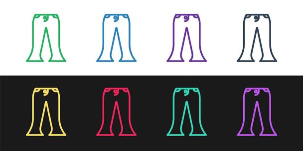 Set line Pants icon isolated on black and white background. Vector Illustration - Vector, Image