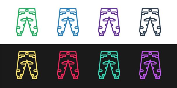 Set line Camouflage cargo pants icon isolated on black and white background. Vector Illustration - Vector, Image