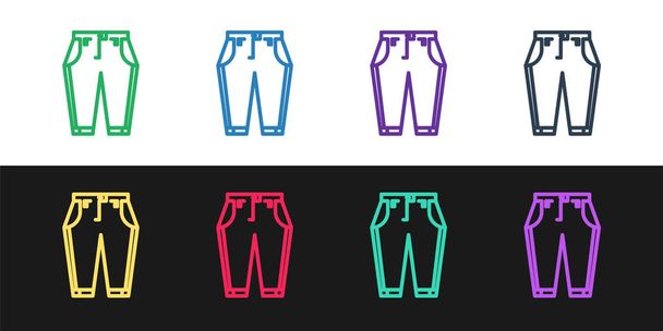 Set line Pants icon isolated on black and white background. Vector Illustration - Vector, Image