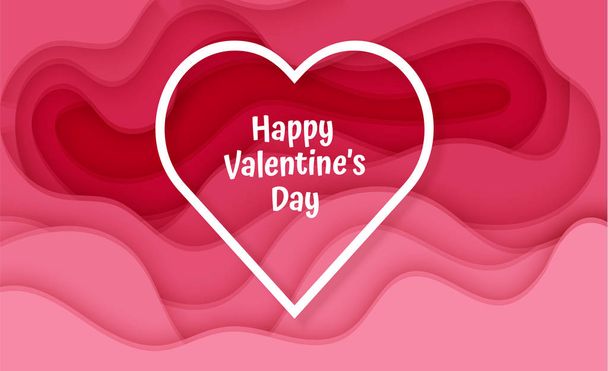 Happy Valentines Day card background with deep pink color paper cut design, can by used like Wallpaper, flyers, invitation, posters, brochure or banners Vector illustration - Vector, imagen