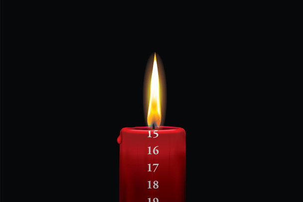 Red advent candle - december 15th - Vector, Image