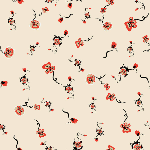 seamless vector pattern with stylized flowers on a light background - Vector, Image